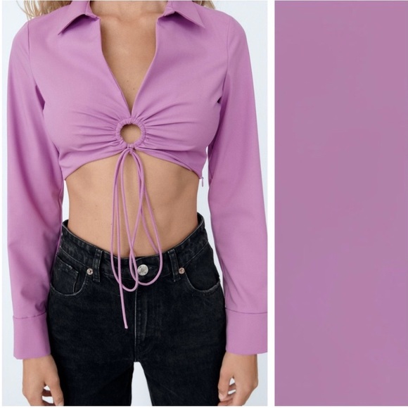 NWOT Zara O Ring Crop Top - Picture 2 of 7